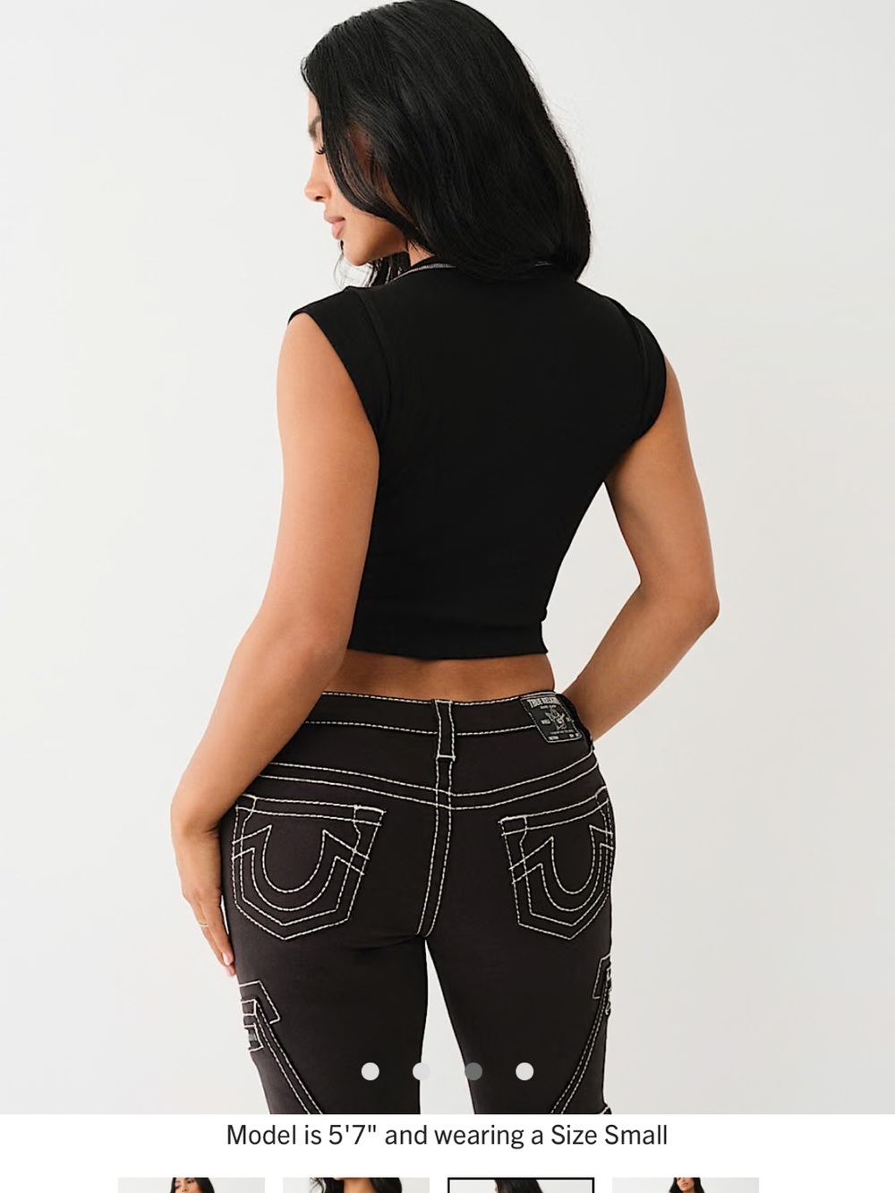 True Religion Horseshoe Cropped Notch Tee - Picture 3 of 7